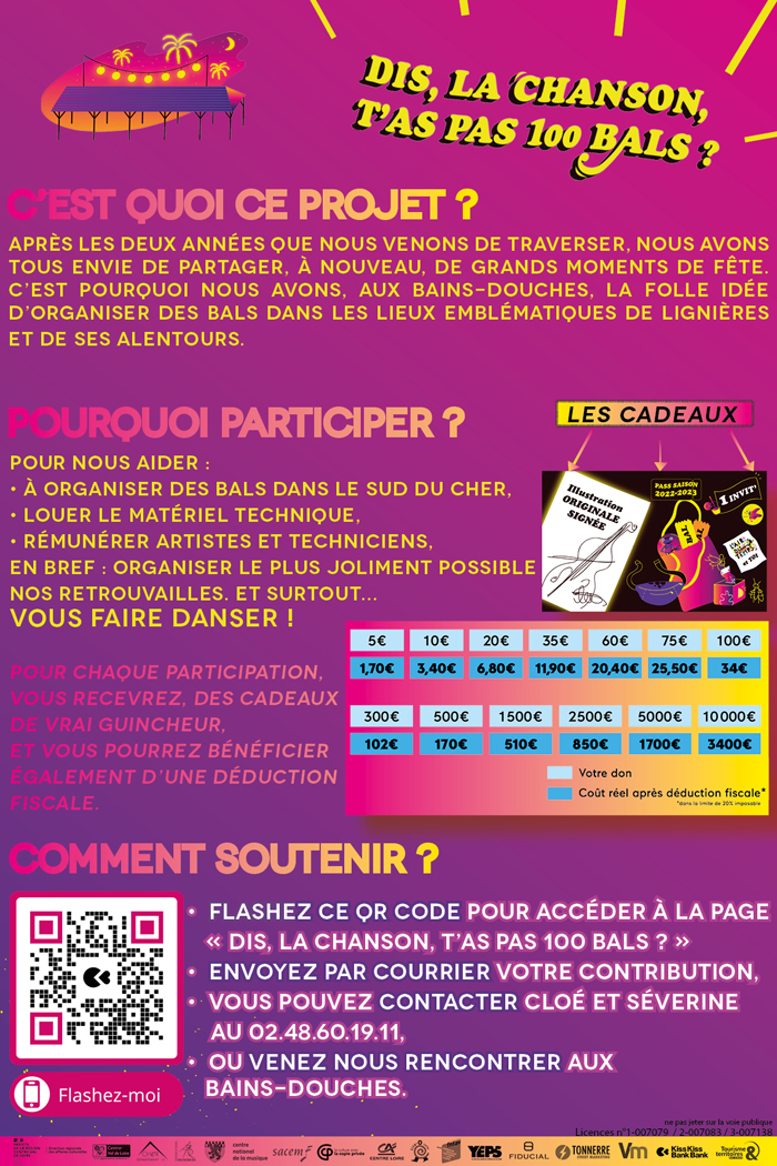 Verso du flyer "Dis la chanson, t'as pas 100 bals ?"