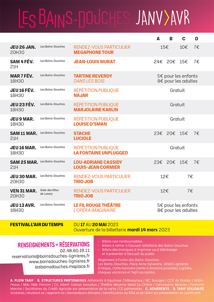 Grille programme Bains-Douches Janvier 2023 --> Juin 2023