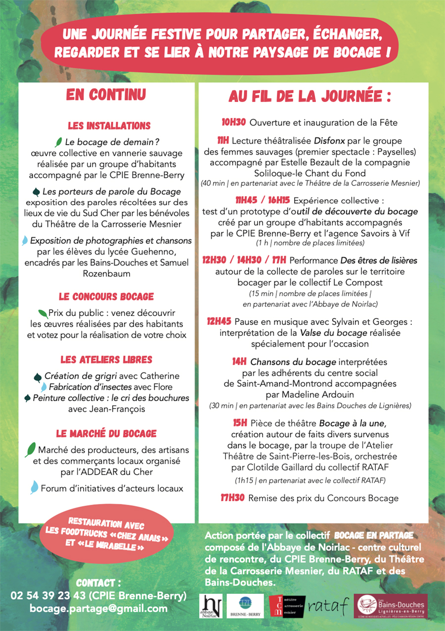 Fête du bocage - 7 juillet 2024 - Flyer verso Fête du bocage - 7 juillet 2024 - Flyer verso
