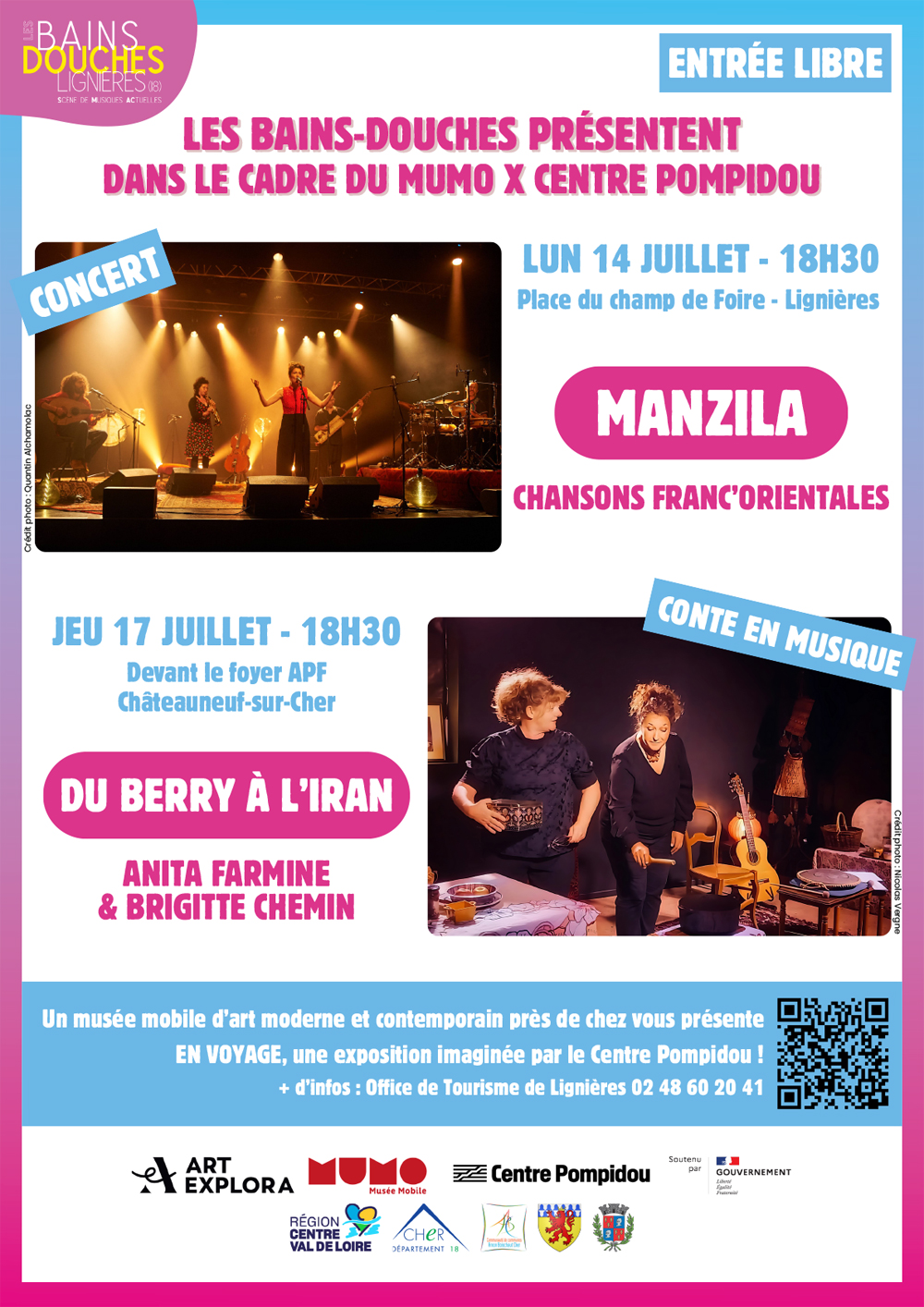 Affiche concerts au Musée Mobile @ Bains-Douches Lignieres